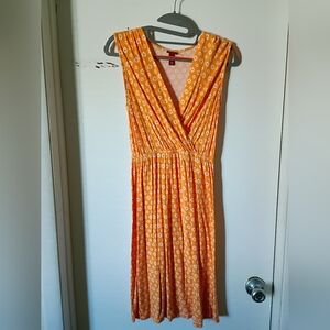 Merona Orange Floral Midi Dress XS Pre-owned